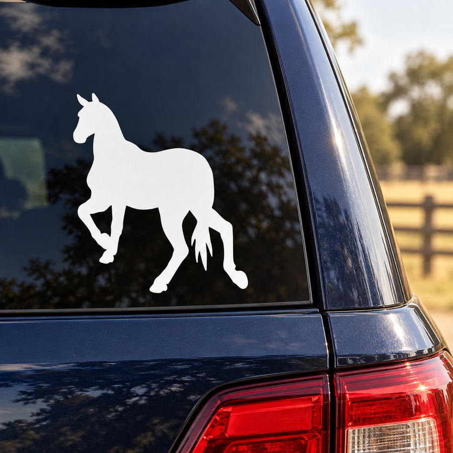 White walking horse silhouette window decal