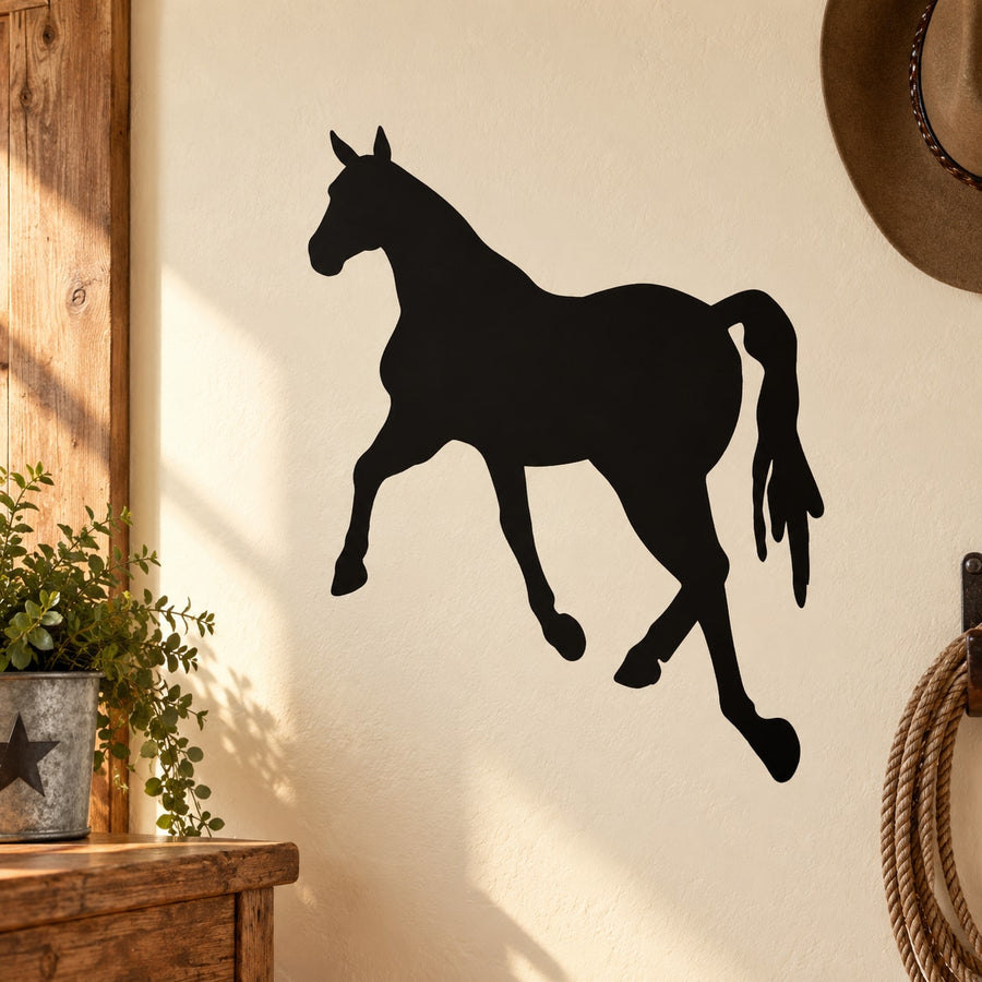 Walking horse silhouette wall decal in dark black