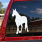 Walking horse silhouette decal, white horse on car window