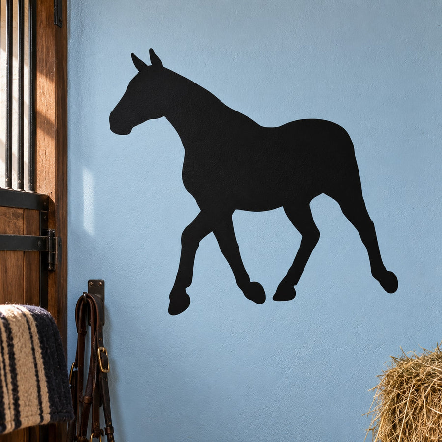 Black horse silhouette wall decal with strutting pose