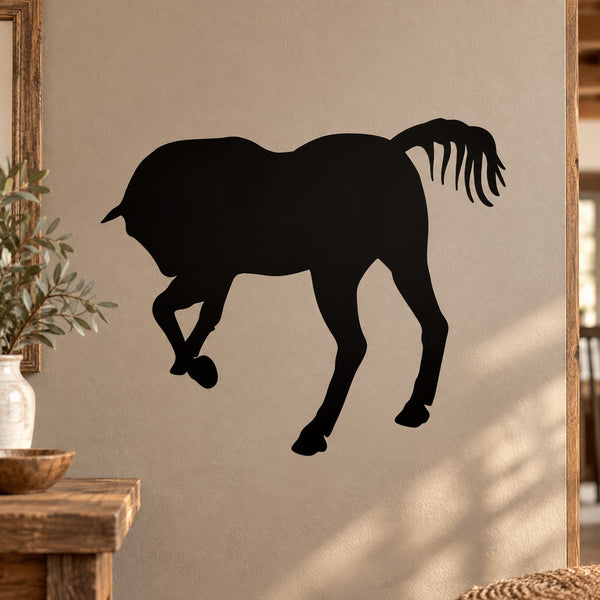 Black bowing horse silhouette wall decal