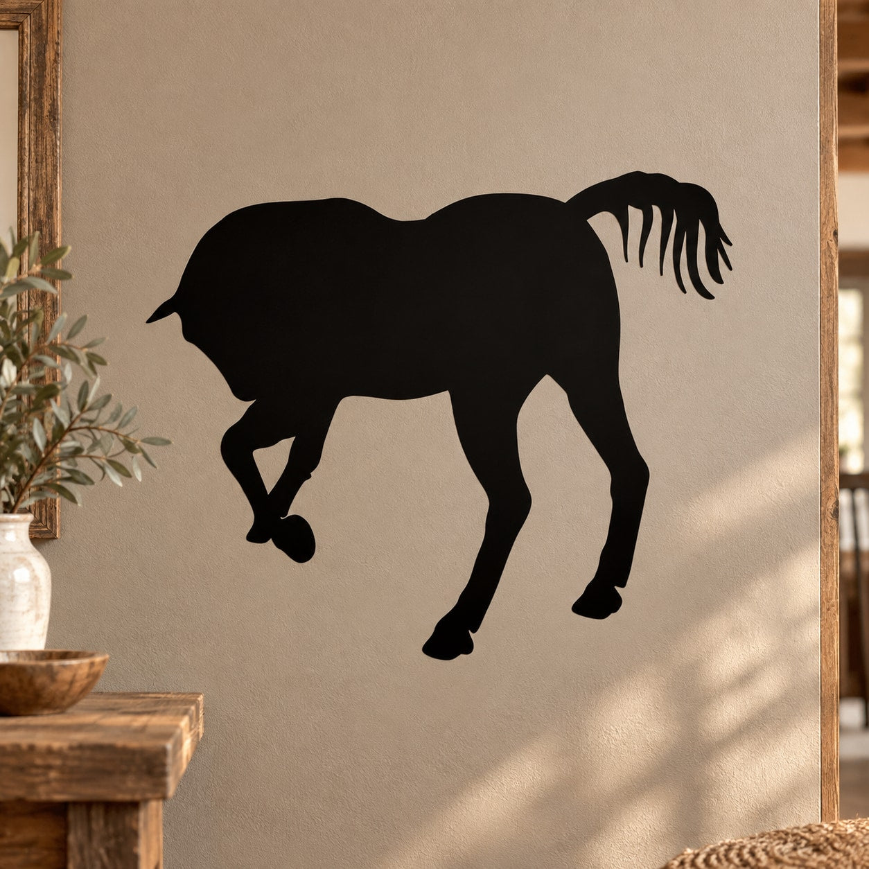 Black bowing horse silhouette wall decal