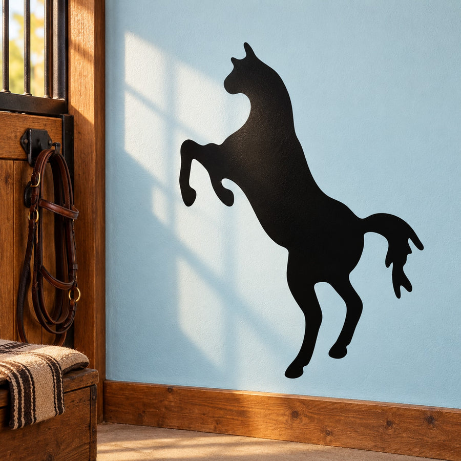 Standing horse silhouette wall decal in dark black