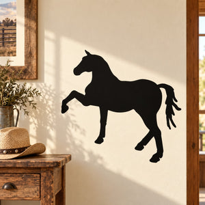Black trotting horse silhouette decal