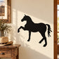 Black trotting horse silhouette decal