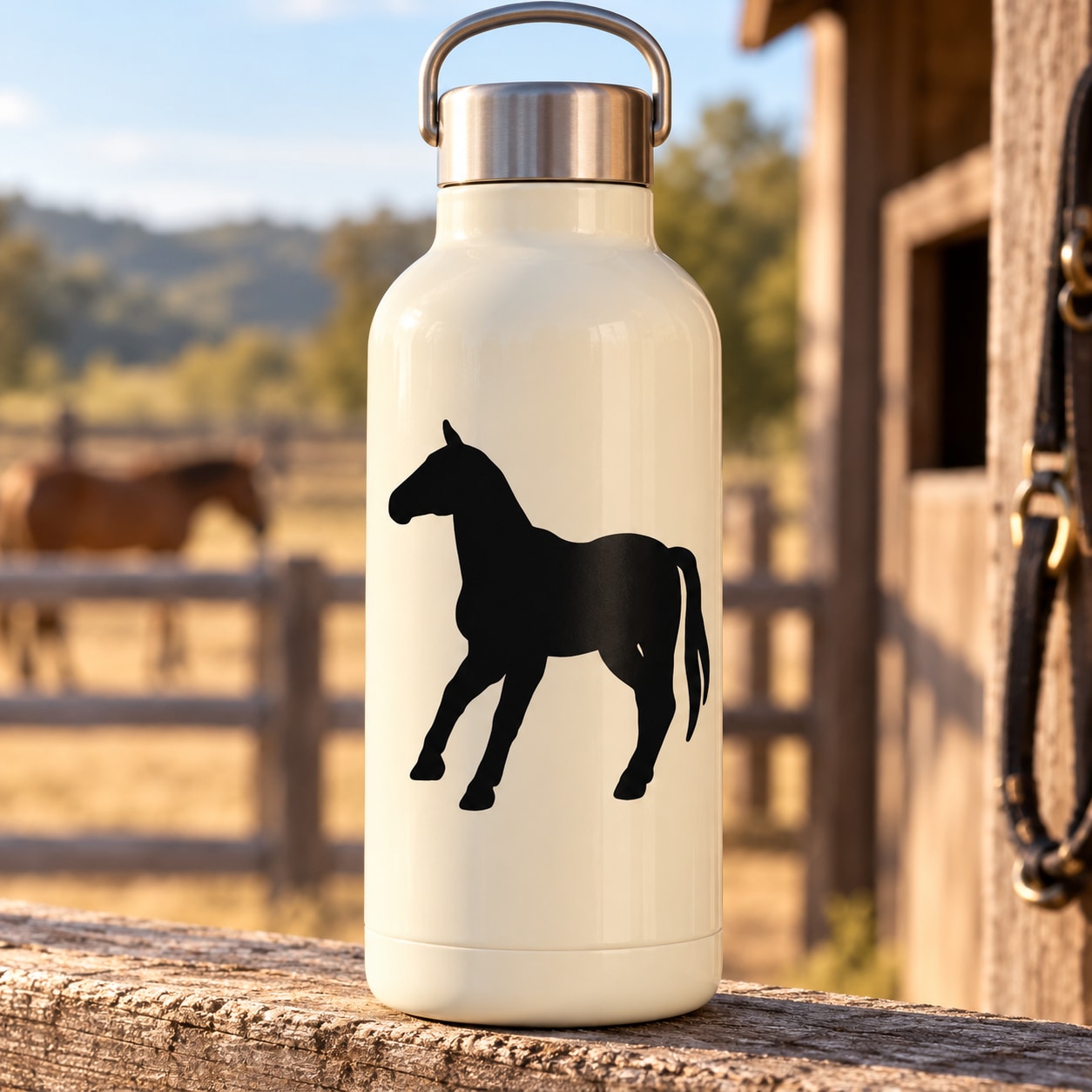 Black horse silhouette decal with standing horse design