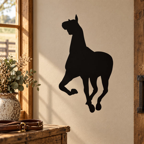 Black running horse silhouette wall decal