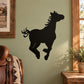 Black hopping pony silhouette wall decal with raised front legs