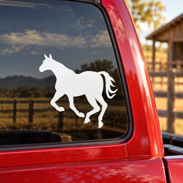 White escaping horse silhouette window decal