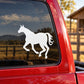 White escaping horse silhouette window decal