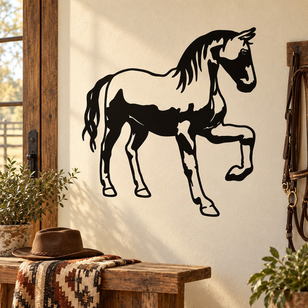 Black walking horse silhouette vinyl decal