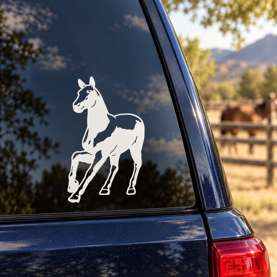 White approaching pony silhouette vinyl decal
