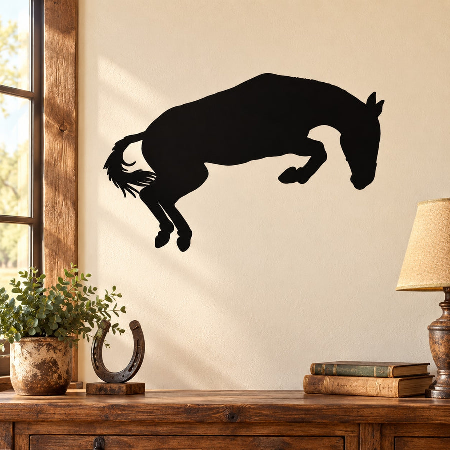 Black horse jumping silhouette wall decal