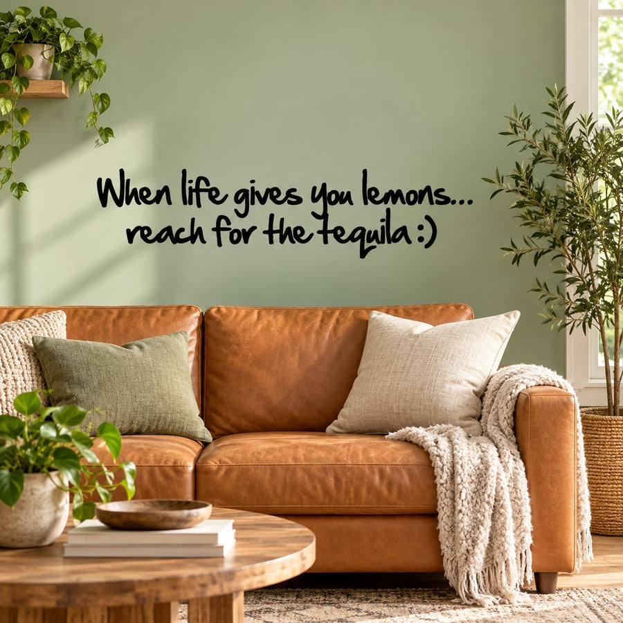 When life gives you lemons Decal — illustrative vinyl decal application mockup. Surrounding objects are not included.