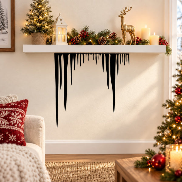 Vinyl icicle wall decal sticker with black dripping icicle design