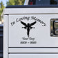 In loving memory decal with black angel silhouette and editable name/text fields