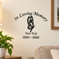 Black butterfly wall decal with 'In Loving Memory' and custom text