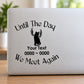 Memorial vinyl decal with winged sitting cat silhouette and quote 'We Meet Again'