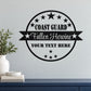 Coast Guard fallen heroine memorial decal, black circular badge with stars and ribbon text
