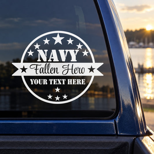 Navy fallen hero memorial decal with stars and Your text here