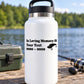White water bottle with black “In Loving Memory Of” decal text and dove icon