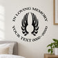 Memorial wall decal with angel wings and circular 'IN LOVING MEMORY' text