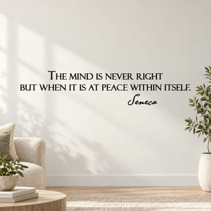 Wall decal with quote text and cursive “Seneca”