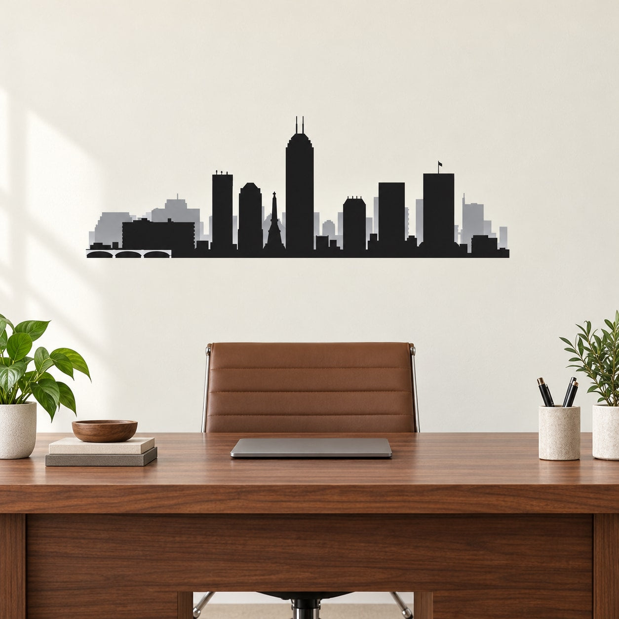 Indianapolis skyline decal sticker with black city silhouette