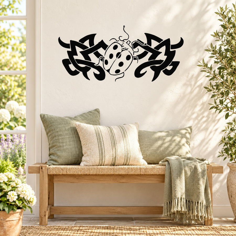 Ladybug graffiti wall decal with black-and-white design and playful antennae