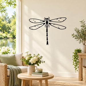 Dragonfly wall decal with black symmetrical beaded-style outline