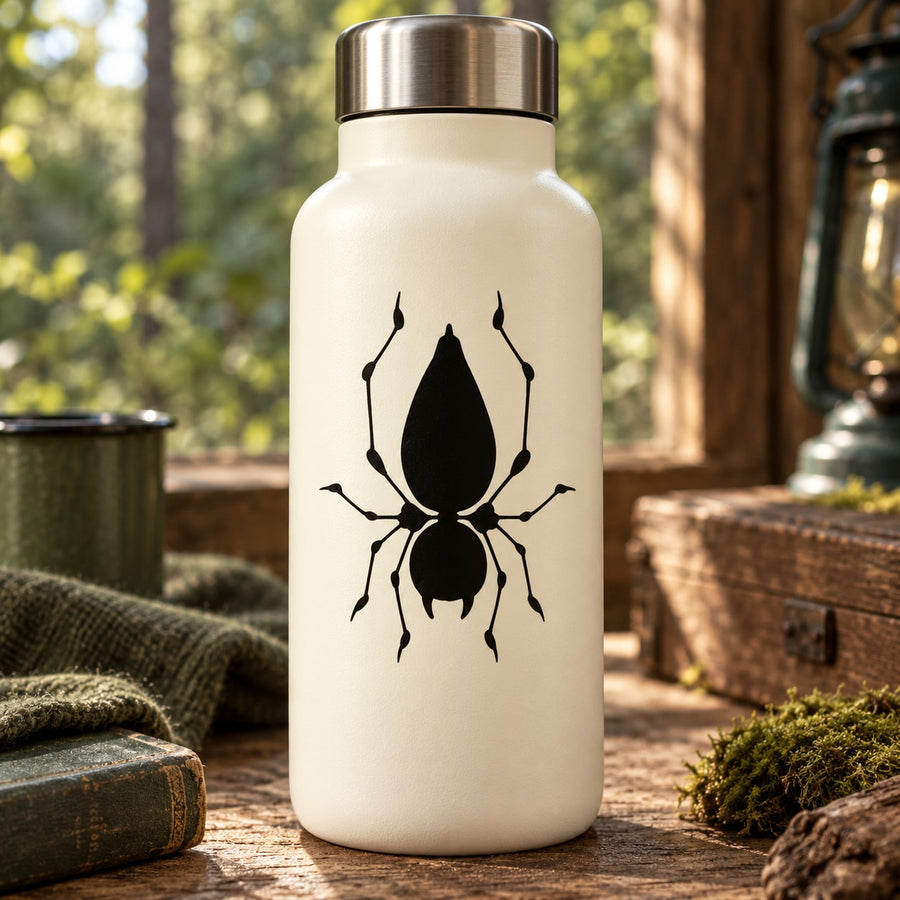 Cream bottle with black insect decal