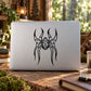 Standing spider decal, black stylized spider silhouette with long legs