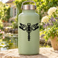Light green bottle with black skeletal dragonfly decal