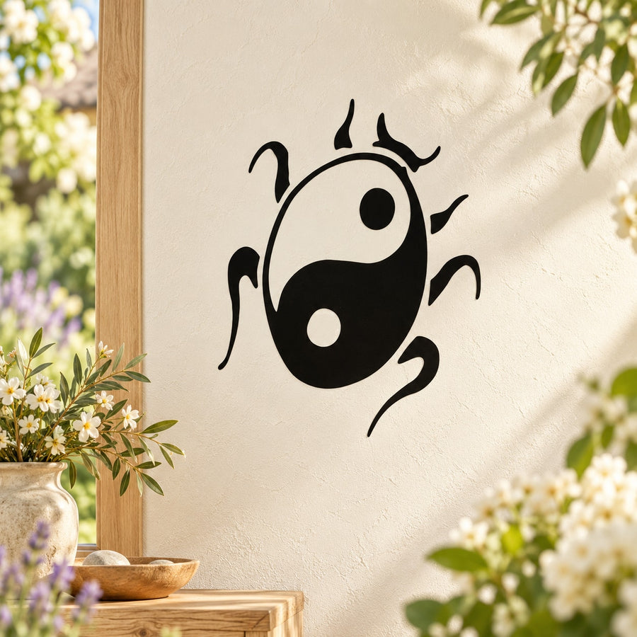Bug decal with yin-yang style black design