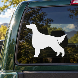 White Irish Setter dog decal silhouette for car window, front view