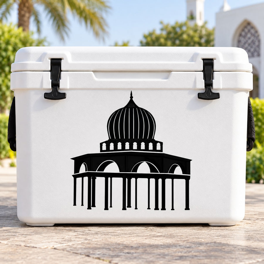 Islamic mosque decal sticker with black mosque illustration on white surface