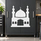 Al Fateh mosque decal: white domed arch and minarets silhouette on dark surface