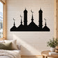 Mosque decal with black silhouette of domed building and multiple minarets