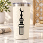 White tumbler with black mosque minaret decal