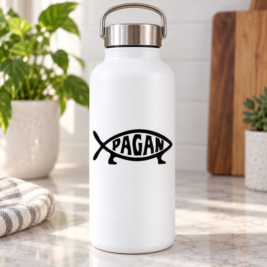Black fish decal sticker with 'PAGAN' text