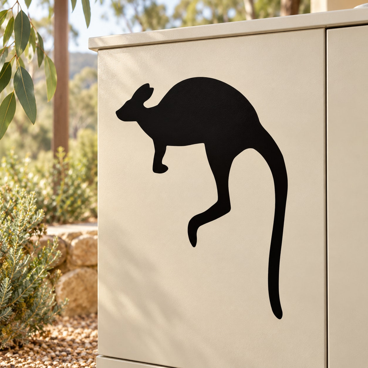 Black kangaroo hopping silhouette decal