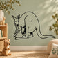 Mother kangaroo and baby wall decal in black line art