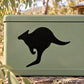 Round kangaroo decal with black kangaroo silhouette