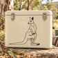 Black line-art kangaroo decal on cream background, centered on case