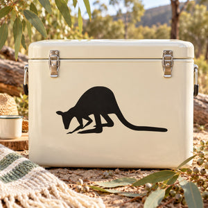 Cream cooler with black kangaroo scavenging decal graphic