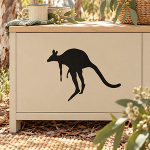 Jumping kangaroo wall decal, black silhouette