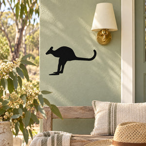 Black hopping kangaroo wall decal silhouette