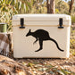 Black kangaroo decal sticker on white cooler box front