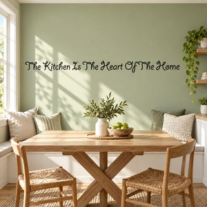 Kitchen heart of home wall decal with cursive lettering