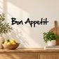 Bon Appetit handwritten wall decal, black script lettering